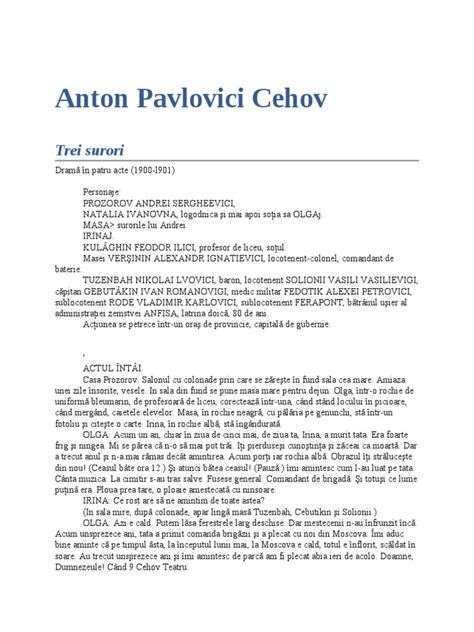 Pdf Anton Pavlovici Cehov Trei Surori Dokumen Tips