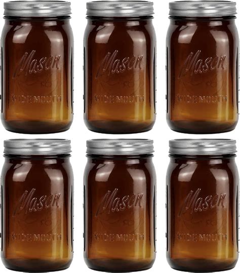 Amazon Ball Elite Collection Amber Glass Wide Mouth Mason Jar 32