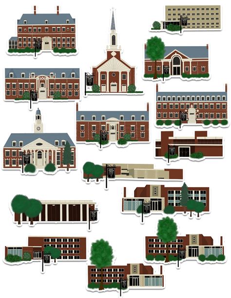 Macmurray College Campus Buildings Art Sticker Set Stickers | Etsy