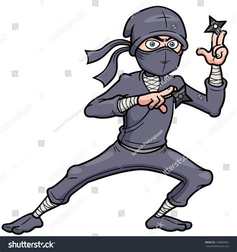 Vector Illustration Cartoon Ninja Stock Vector (Royalty Free) 190099052 ...