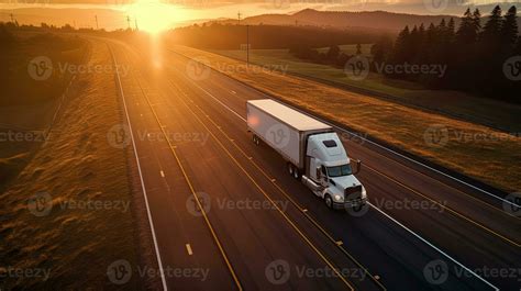 A white truck driving on the highway. Generative Ai 28250697 Stock ...