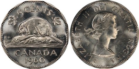 5-CENT - 1960 5-CENT BALD BEAVER (AU) - 1960 CANADIAN COINS