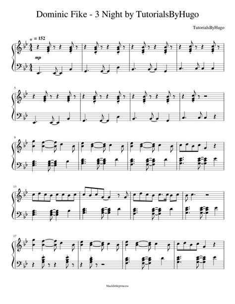 Dominic Fike - 3 Nights by TutorialsByHugo Sheet music for Piano ...