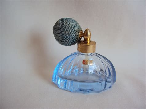 VINTAGE BLUE GLASS PERFUME BOTTLE ATOMIZER WORKING Antique Price