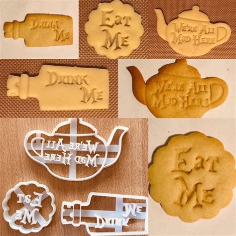 Alice Adventures In Wonderland Themed Cookies Cutters Eat Me Drink Me