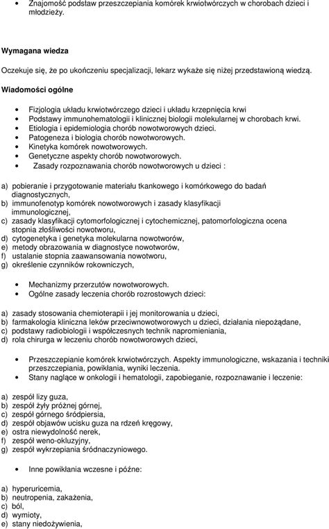 Program Specjalizacji W Onkologii I Hematologii Dzieci Cej Pdf Free