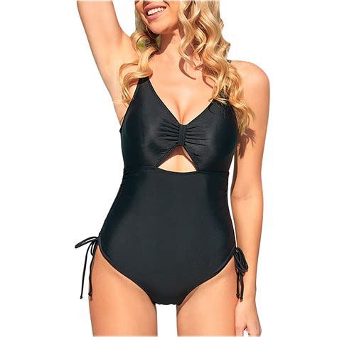 Bigersell Thong One Piece Swimsuits For Women Summer V Neck Sleeveless