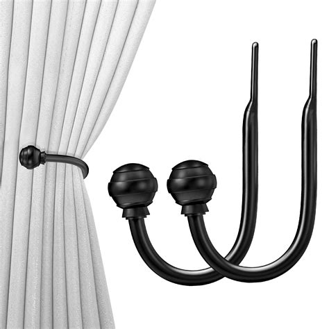 Hion Curtain Holdbacks Black 2pcs, Curtain Tiebacks Wall Mounted