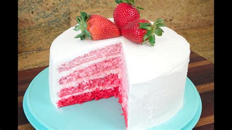 Strawberry Ombre Cake With White Chocolate Cream Cheese Buttercream Frosting