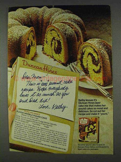 1978 Duncan Hines Fudge Marble Pound Cake Ad DJ0824