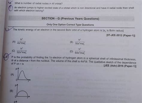 What is number of radial nodes in 4f orbital? (7.) An electron jumps to h..