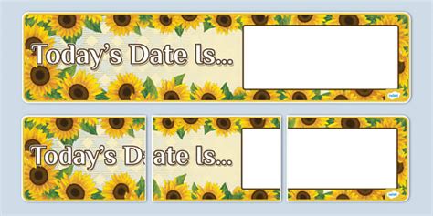 👉 Sunflower Themed Today S Date Display Pack Twinkl