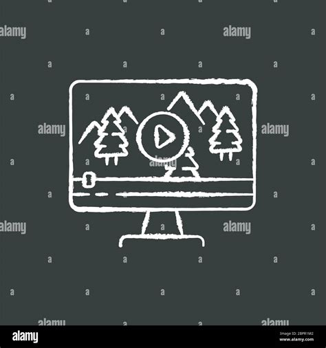 Nature Documentary Chalk White Icon On Black Background Stock Vector