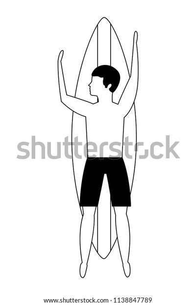 Top View Man Swimsuit On Surfboard Stock Vector Royalty Free