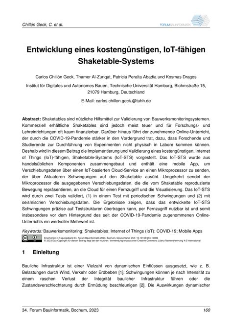 PDF Entwicklung eines kostengünstigen IoT fähigen Shaketable Systems