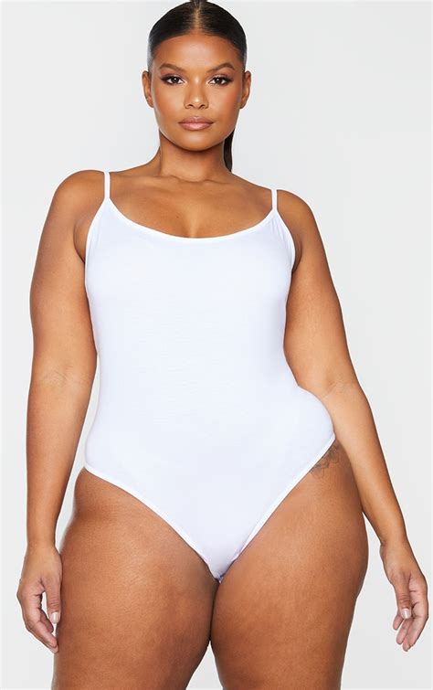 Plus Basic White Bodysuit Plus Size Prettylittlething Usa