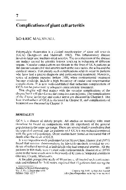 (PDF) Complications of giant cell arteritis | Bo-Eric Malmvall ...