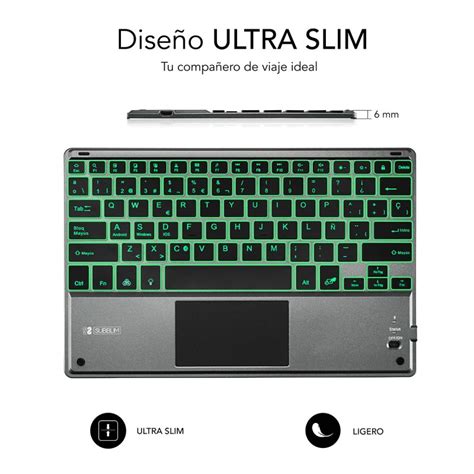 Subblim Smart Backlit Teclado Bluetooth Touchpad Cinzento