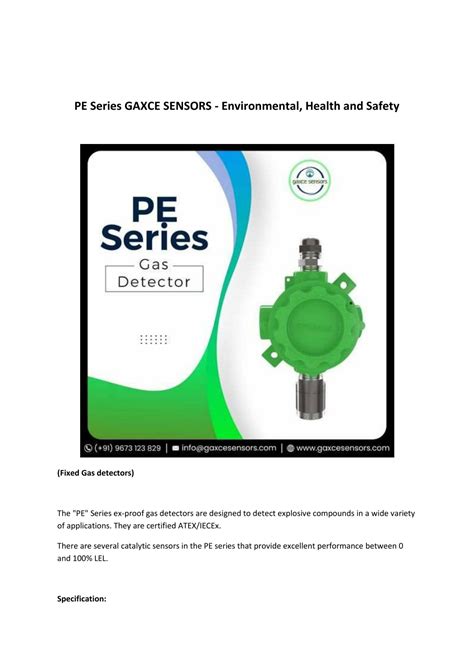 Ppt Pe Series Gaxce Sensors Environmental Health And Safety