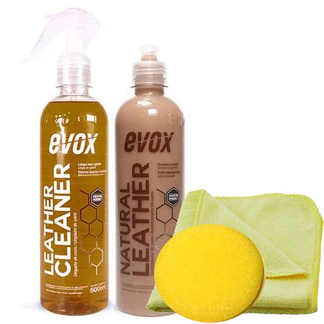 Kit Limpeza e Hidratação de Couro Evox Leather Cleaner Natural