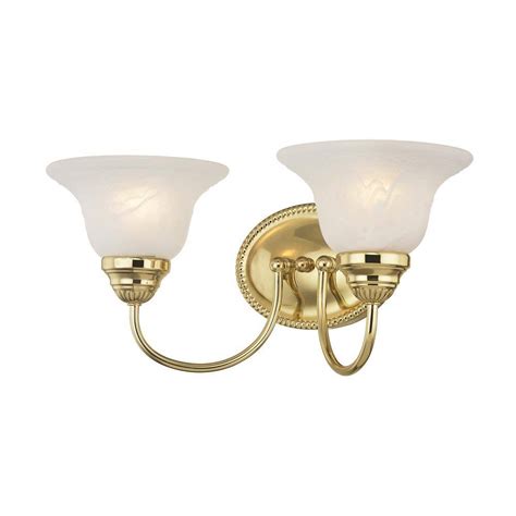 Aviance Lighting Bodenham 17 In 2 Light Polished Brass Vanity Light With White Alabaster Glass