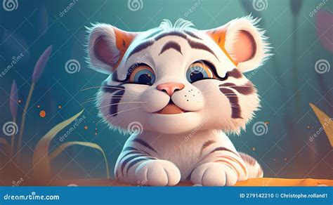 Cute Little Cartoon Tiger Generative Ai Ai Generated Stock