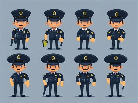 Premium Ai Image Police Officers Cartoon Character Set Vector