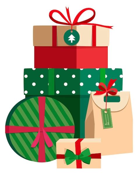 Premium Vector Christmas Gifts Pile Winter Holidays Wrapped Presents