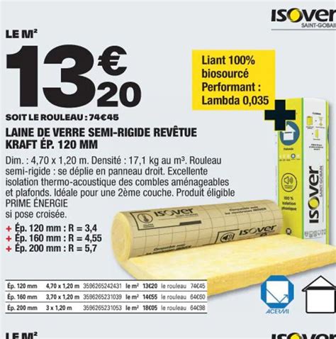 Promo Laine De Verre Semi Rigide Rev Tue Kraft P Mm Chez Brico D P T