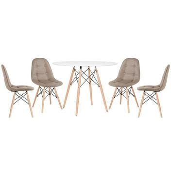 Kit Mesa Eames Cm Branco Cadeiras Botonê Nude Mesa Branco