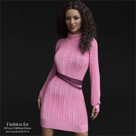 Fashion For D Force Fall Knit Dress For Genesis 8 8 1 9 V9