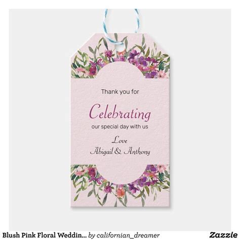 Blush Pink Floral Wedding Thank You T Tags Wedding Thank You Ts