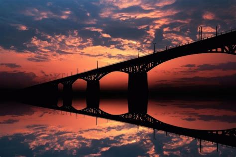 Premium Ai Image Minimalist View Of A Bridges Silhouette Against The