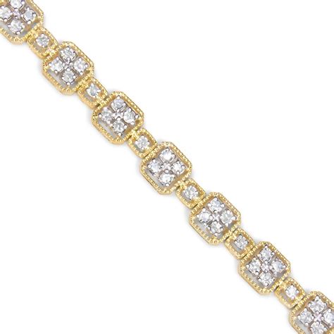 10k Yellow Gold 2 0 Carat Diamond Square Link Bracelet For Sale At 1stdibs