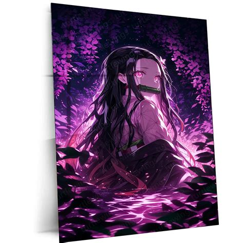 Nezuko Kamado Metal Poster – Demon Slayer’s Fiery Protector | Stunning