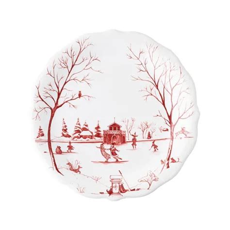 Juliska Country Estate Winter Frolic Ruby Party Plate Assorted Set Of