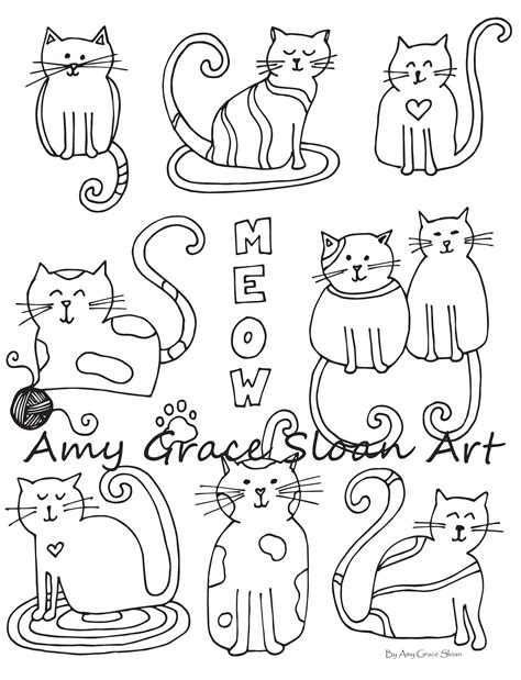 Cats Coloring Page - Etsy