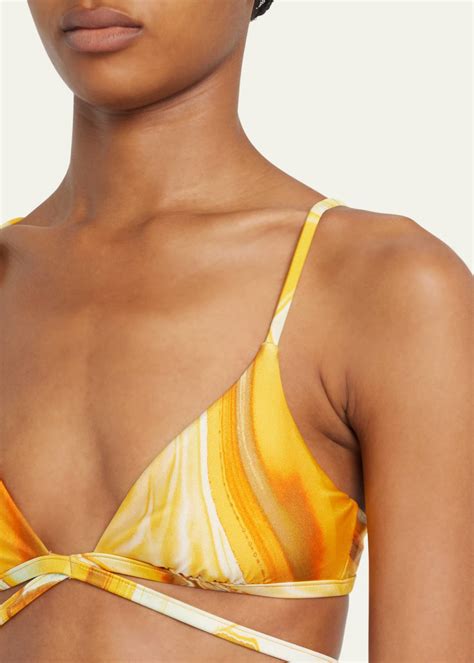 Simkhai Harlen Marble Printed Strappy Bikini Top Bergdorf Goodman