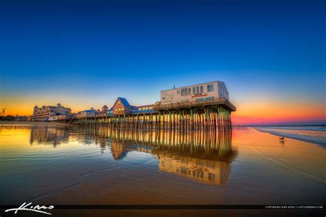 Old Orchard Beach Pier Colorful Sunset Maine | Royal Stock Photo