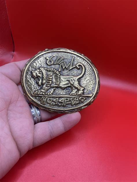 Vintage Hebrew Seal of Meggido Lion Oval Gold Tone B… - Gem