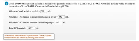 Solved Given A M Solution Of Anserine At Its Chegg