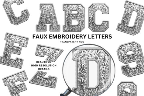 Faux Embroidery Sequin Alphabet Png Graphic By Pippins Design Studio