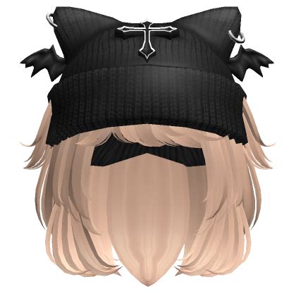 Layered Short Hair W Cat Beanie Blonde Roblox