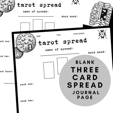 Three Card Spread Tarot Journal Page Etsy