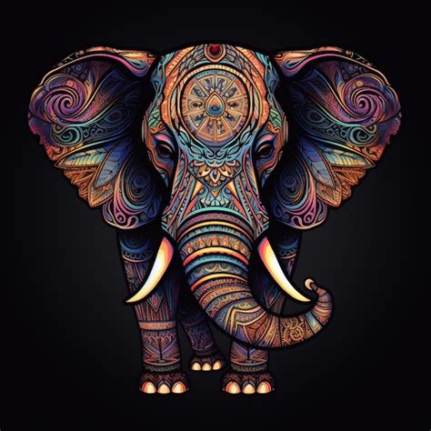 Elefante De Colores Brillantes Con Patrones Intrincados Sobre Fondo