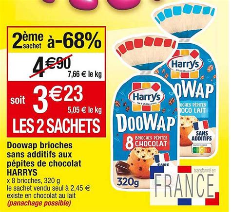 Promo Doowap Brioches Sans Additifs Aux Pépites De Chocolat Harrys chez