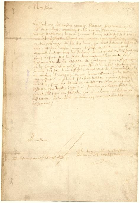 Document Letter From Johannes De La Montagne To The Governor Of Canada