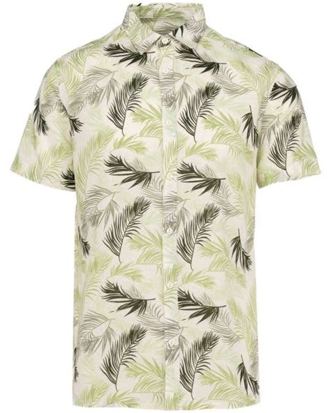 Herren Hawaii Hemd Bio Baumwolle Leinen Mix Aloha Shirt Kurzarm