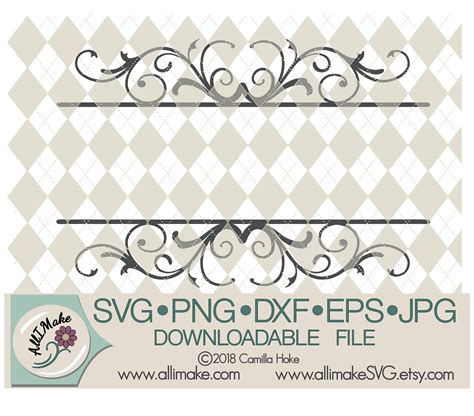 Svg File Split Flourish Swirl Monogram For Wedding Svg Dxf Etsy