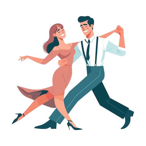 Premium Vector Man And Woman Tango Dancing Flat Design Vector